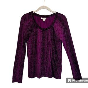Jaclyn Smith Collection Women's Scoop Neck Top in Purple / Black - Size S